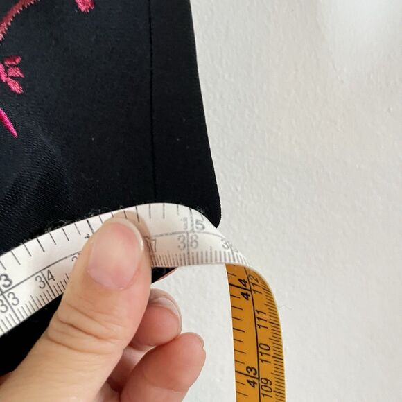 VTG MAGGY LONDON Black Dress Lined Floral Embroidered Strap Sleeveless Sz 8 Y2K - Picture 8 of 9